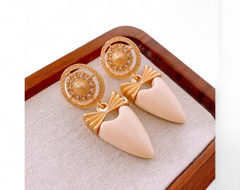 Pendientes colgantes de cristal con forma de corazón y lazo vintage: joyería romántica retro