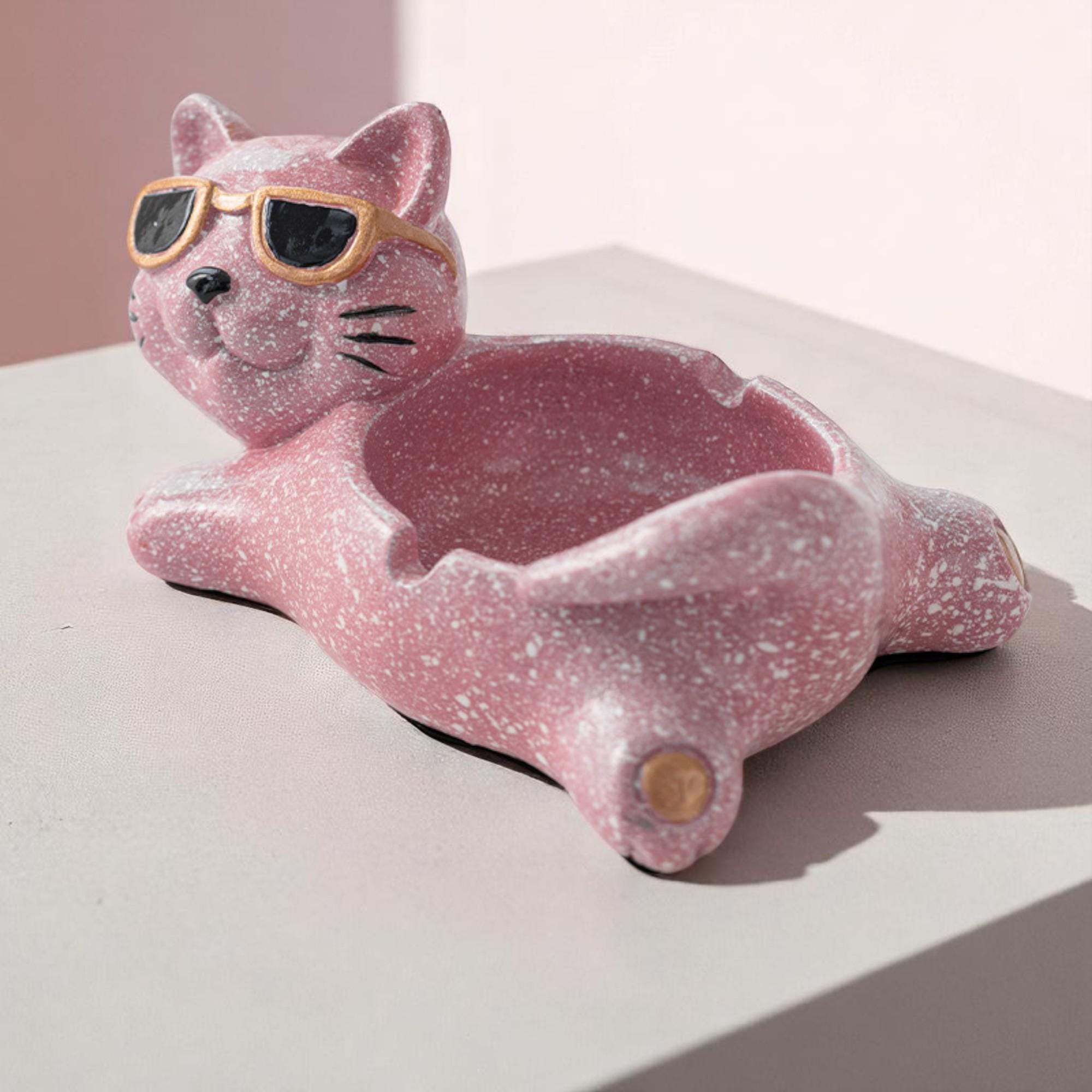 Lucky Cat Ceramic Ashtray – Cute Anti-fly Ash Tray for Indoor and