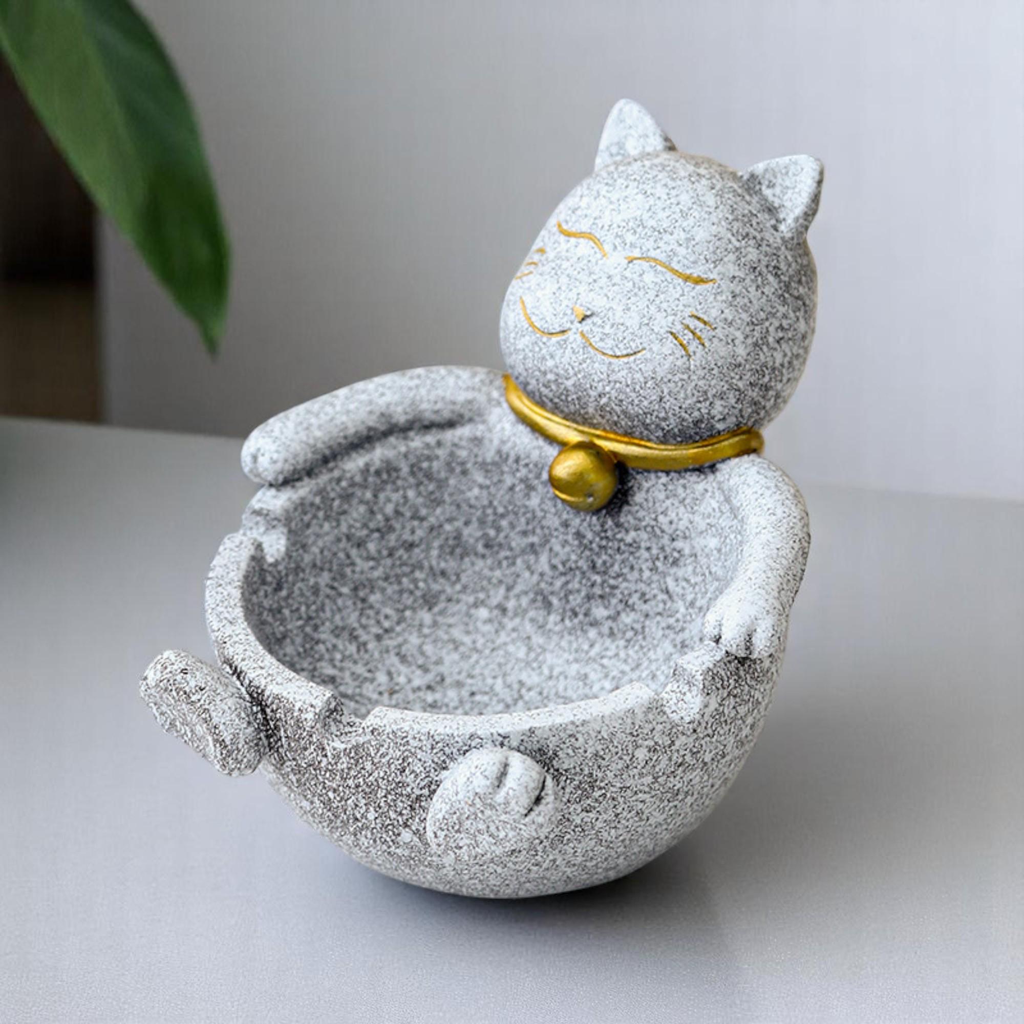 Posacenere A Forma Di Gatto Nero In Ceramica - Con Coperchio Rotante, 16x11 Cm, Anti-odore, Per Casa E Ufficio