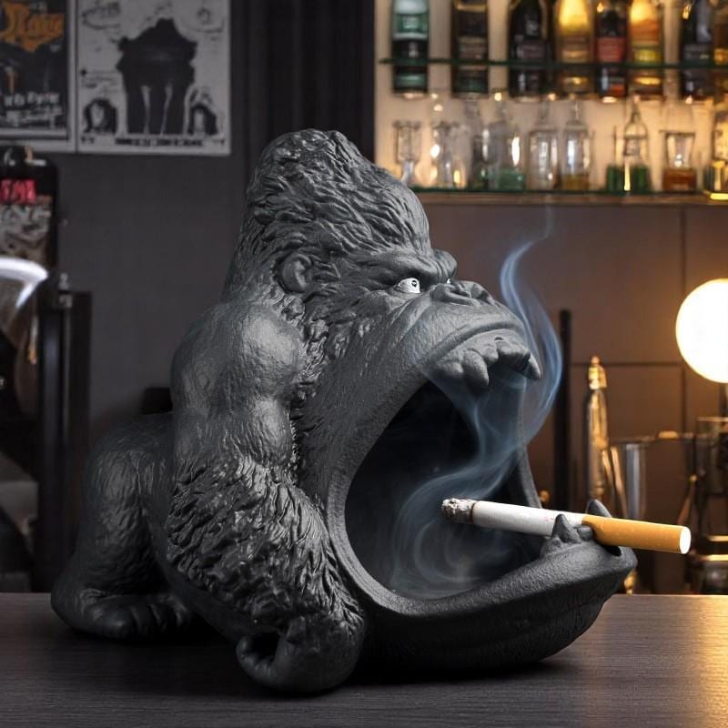 Gorilla King Kong Resin Ashtray - Large 5.7 Inch Unique Decorative Ash Tray For Cigars, Weed & Home Decor