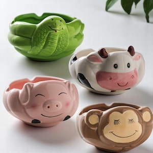 Cute Animal Ceramic Ashtray – Funny Cartoon Ashtray for Boyfriend, Teacher Gift, Creative Smoker Tray, Unique Handmade Decor