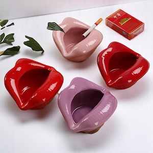 Funny Ceramic Lips & Teeth Ashtray – European Style, Cute Funky Tabletop Decor for Smokers, Creative Home Accent, KTV Ash Tray