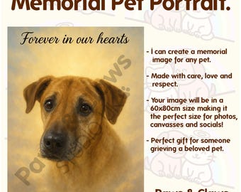 Custom Pet Memorial Portrait • Rainbow Bridge Tribute • Dog Cat Pet Loss Keepsake • Digital Artwork