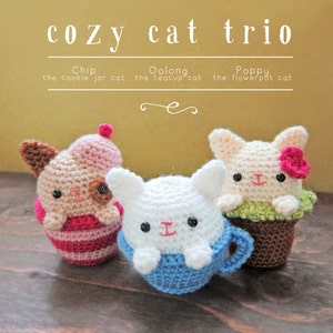 Cozy Cat Trio PDF Crochet Amigurumi Pattern