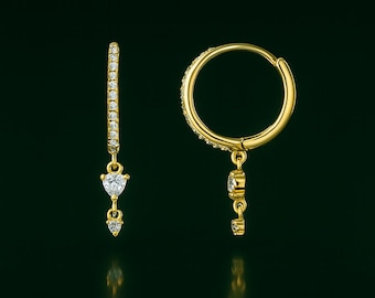 Diamant Tropfen Huggie Hoop Ohrringe - 18k Gold, Elegant & Zeitlos