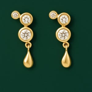 Zierliche Wassertropfen Ohrringe für Damen – 18K vergoldete minimalistische Ohrstecker mit funkelndem Kristall