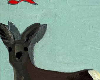 Wolf Acrylic Mixed Media Painting “happy wolf” - Etsy 日本