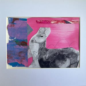 Técnica mista acrílica fosca sobre papel “Mama Big Horn e Pink”