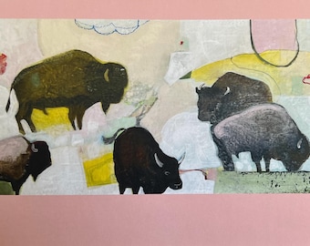 Jeu de 3 cartes de correspondance vierges « Bison Biome »