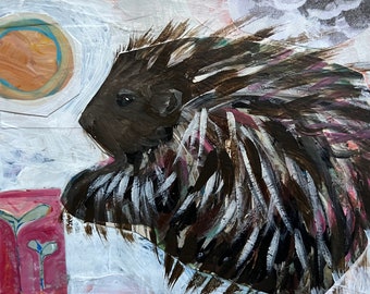 Acrylic Mixed Media on Recycled Paper “A Prickly Fellow”