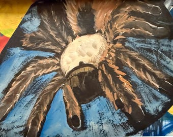 Acrylic Mixed Media Matted “Fuzzy Crawly” Tarantula