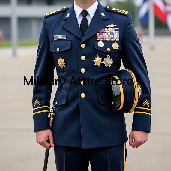 Military Dress Uniform, Navy Blue Uniform, Captain Officer Tunic, U.S. Army Jacket