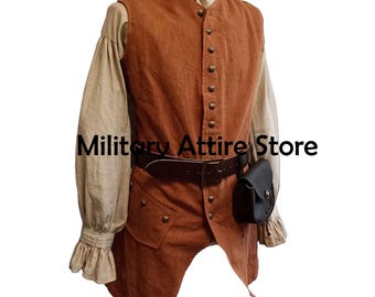 Halloween Wool Pirate Waistcoat: Captain Jack Sparrow Caribbean Vest