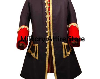 Napoleon Frock Coat, Black Wool French Navy Uniform, Unisex Military Jacket, Civil War Jacket