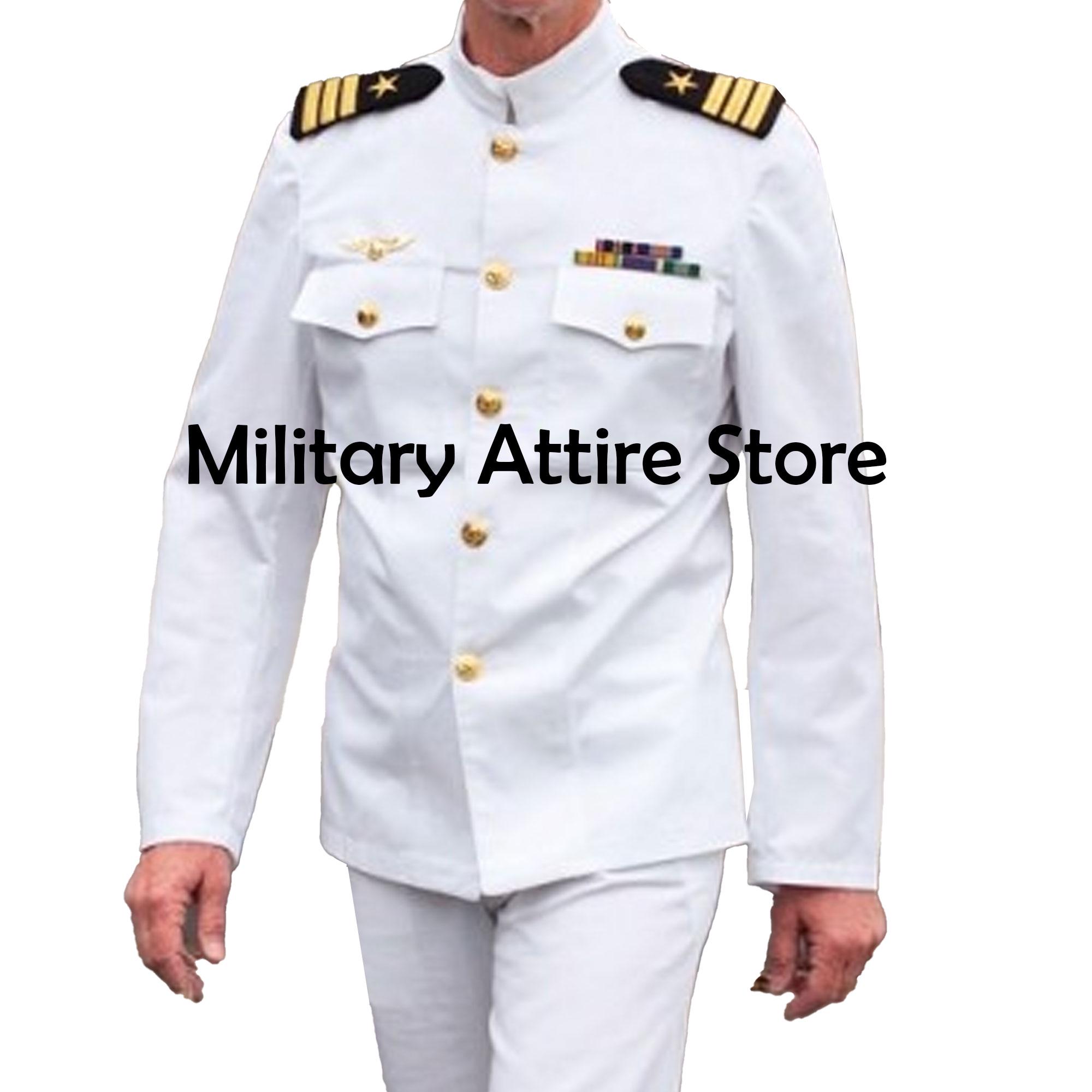 U.S. Navy Officer Service Dress, White Wool SDW Choker Uniform