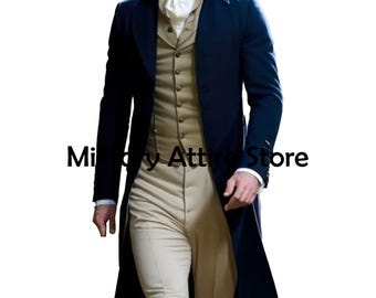 Mr. Darcy Style Tailcoat, Navy Blue Wool Regency coat, 18Th Century coat, Victorian Overcoat