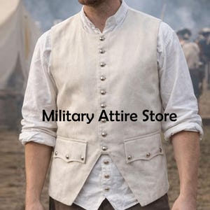18th Century Colonial Vest, Historical Waistcoat, Off White Waist, Revolutionary War Vest