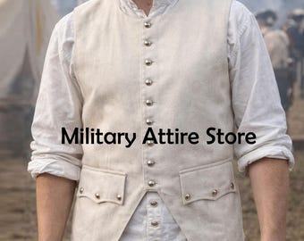 18th Century Colonial Vest, Historical Waistcoat, Off White Waist, Revolutionary War Vest