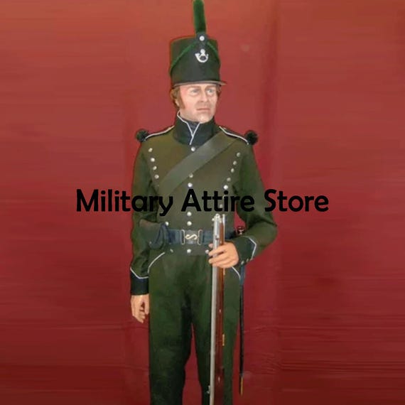 95th Rifles British Army Jacket: Reproduction Military Uniform, Green Wool Jacket