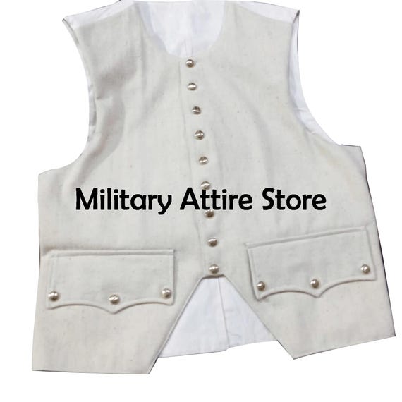 Men's 18th Century White Wool Waistcoat Revolutionary War Vest