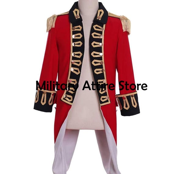 Colonial Regency Uniform, Red Wool Military Frock Coat, British Officer coat, Historical Jacket