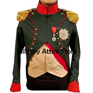 Green Wool Napoleon Uniform Tailcoat - 18th Century Officer Style