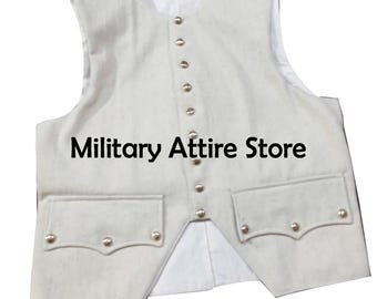 Revolutionary War Vest, 18th Century White Wool Waistcoat