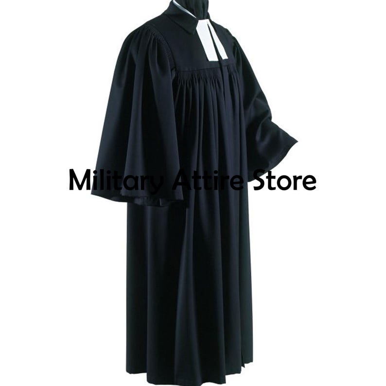 Geneva Gown Clergy Robe, Black Wool Robe, Pastor Cassock, Church Habit ...