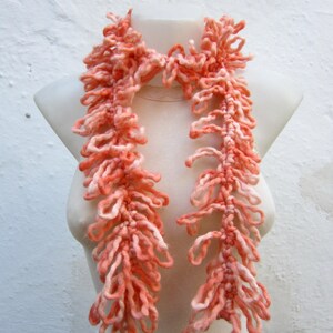 Crochet Scarf, Lariat Scarves, Orange, Crocheted Necklace, Gift for her, Winter, Women Accessories, Christmas Gift image 5