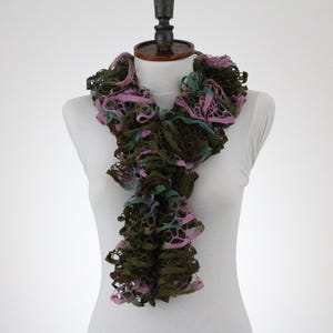 Handmade Ruffle Scarf, Frilly Knitting Style Neckwarmer, Boho Winter Accessory, Lightweight Colorful Fall Fashion Gift for Her