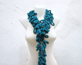 Scarf Crochet,Mulberry Long Scarf, Teal Green Pom pom scarf, valentines day gift