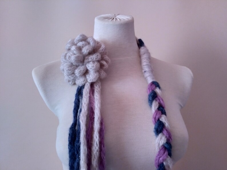 Knit Flower Necklace Knitted Braiding Jewelry Infinity Hand Etsy