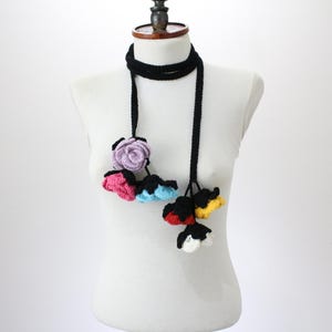 Crochet Rose Scarf: Handmade Cotton Floral Wrap, Lightweight All-Season Accessory