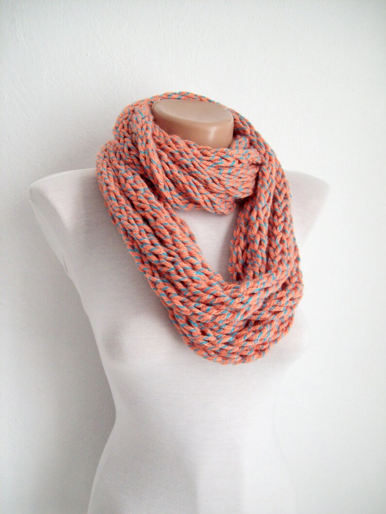 Knit Finger Scarf Chain Loop Scarf Chunky Infinity Scarf - Etsy