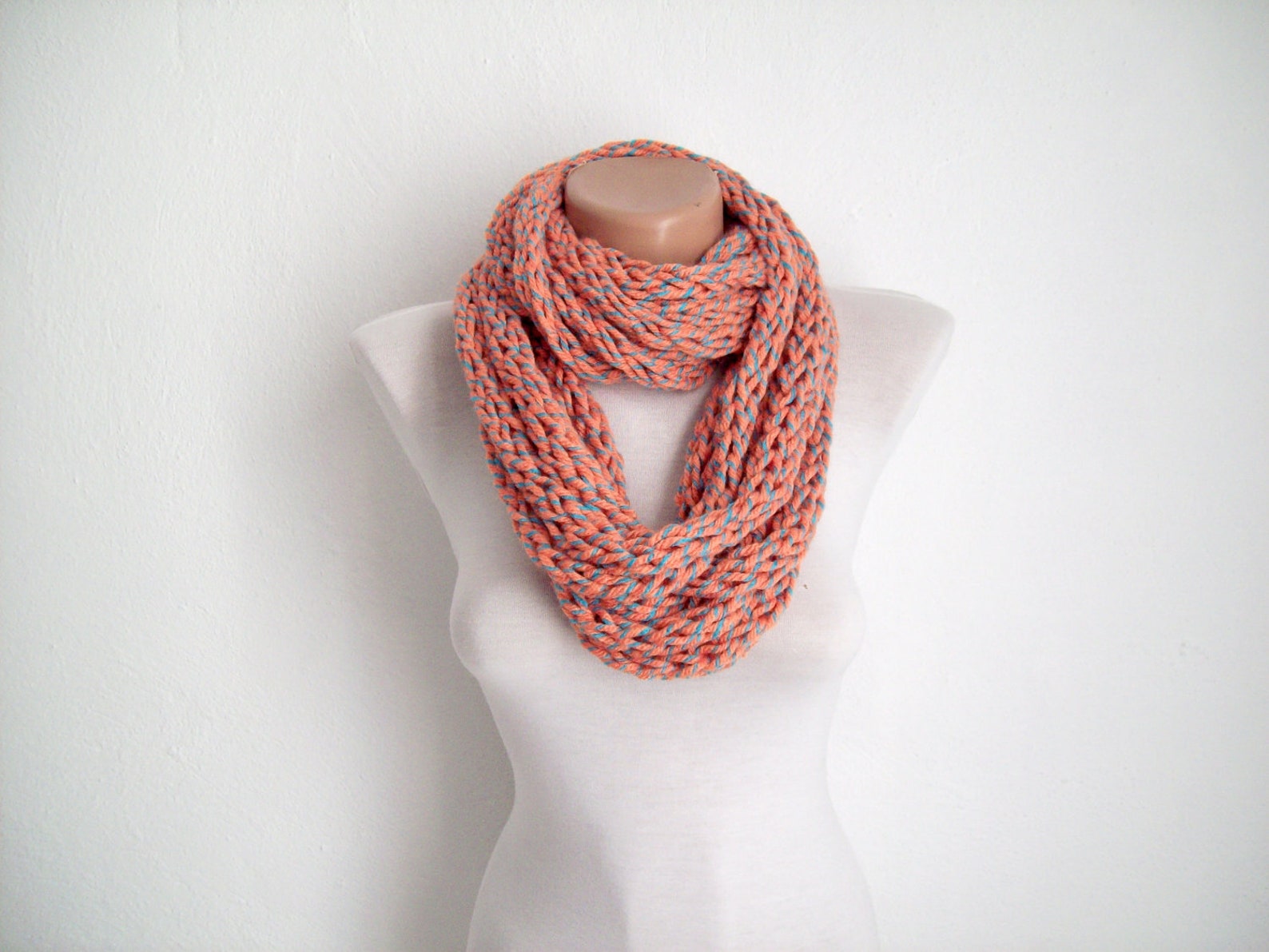 Knit Finger Scarf Chain Loop Scarf Chunky Infinity Scarf Etsy