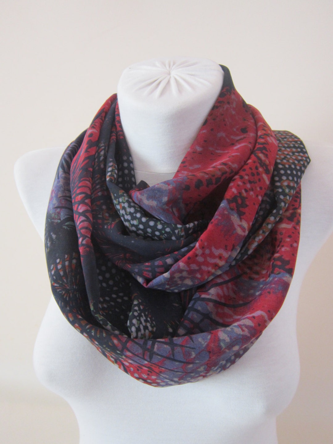 Chiffon Infinity Scarf, Winter Circle Loop Scarf, Lightweight Fall Tube ...