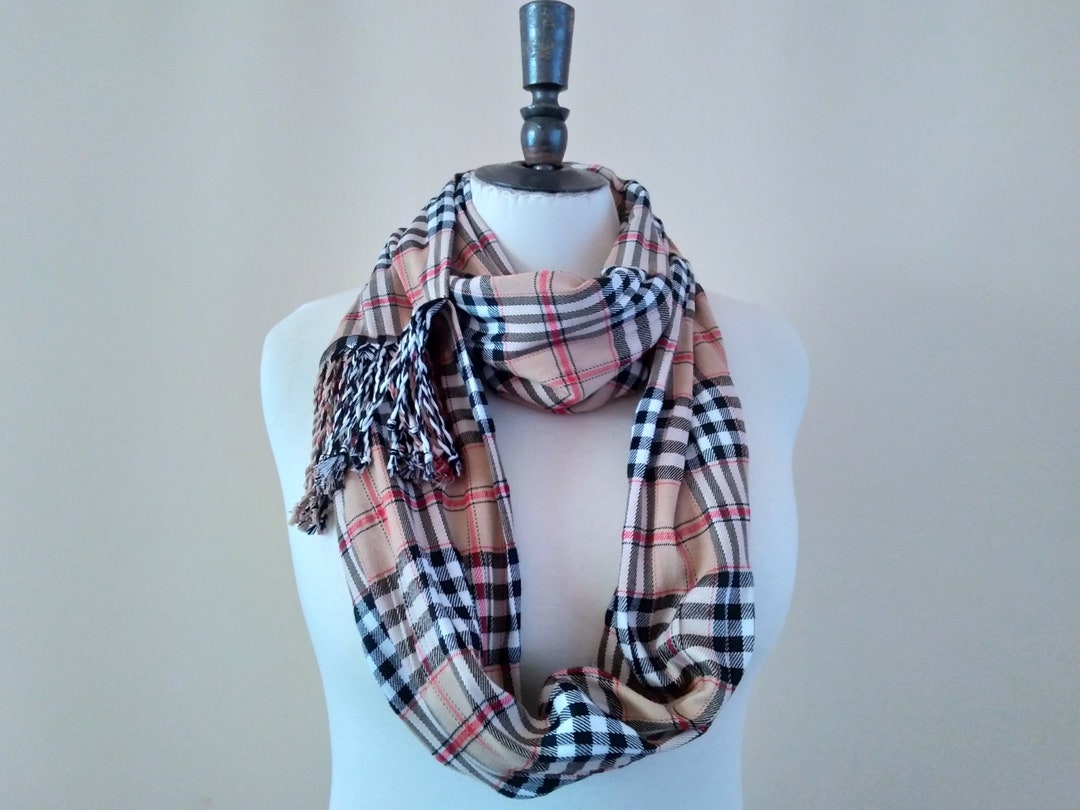 Plaid Infinity Scarf, Cozy Fall Winter Loop Neck Wrap - Etsy