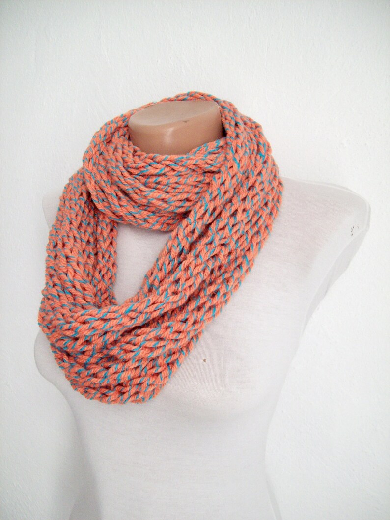 Knit Finger Scarf Chain Loop Scarf Chunky Infinity Scarf Etsy
