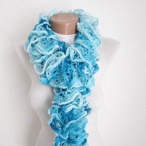 Ruffle Scarf, Knit Scarf, Frilly Scarf, Salsa Scarf, Gift For Women