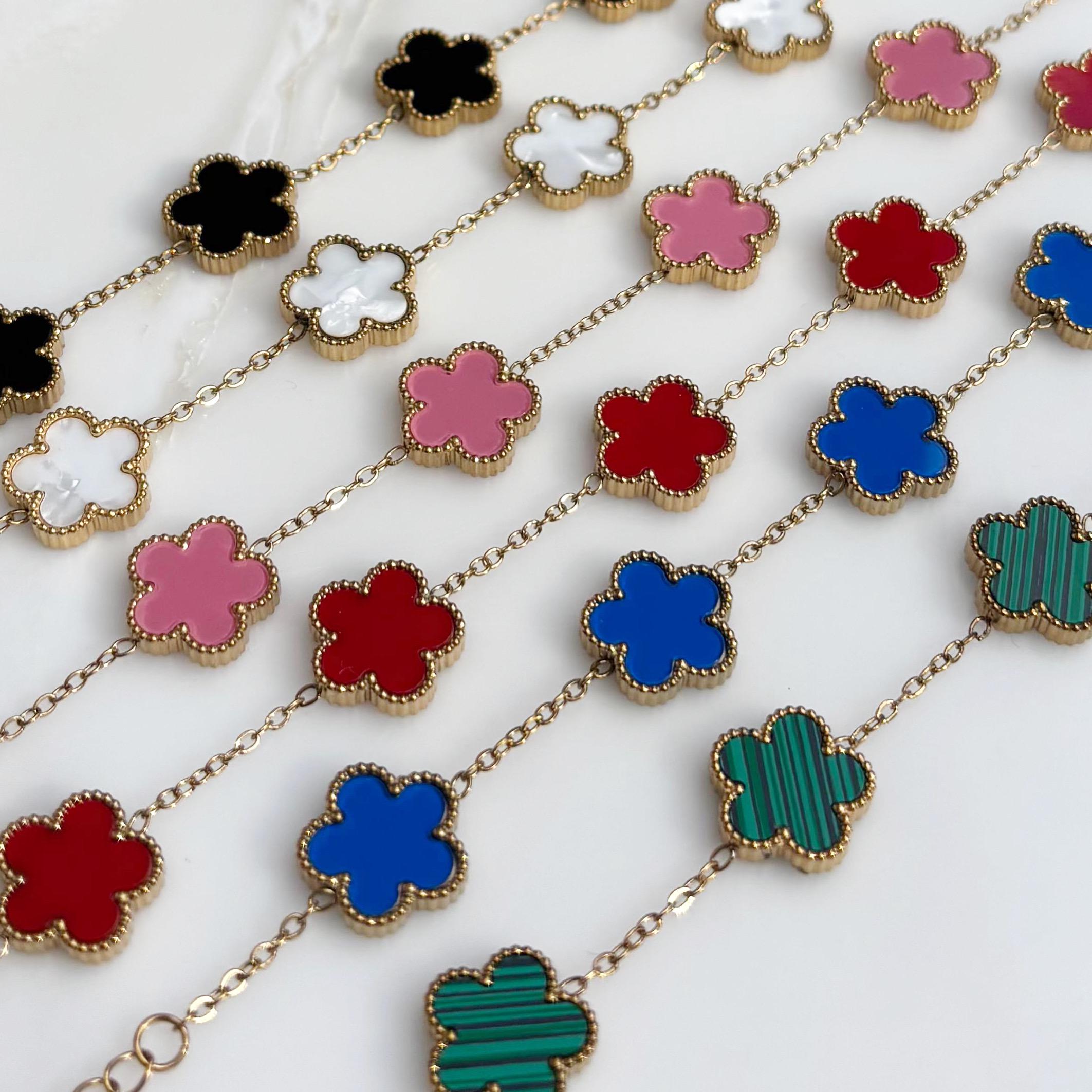 18K Gold Plated Clover Bracelet: Stainless Steel Lucky Charm - Etsy
