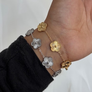 Handmade Clover Bracelet- Lucky Bracelet - 18K Gold Plated Stainless Steel Bracelet
