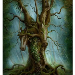 Art Print Horse Chestnut Magical Tree 11.7x16.5 print by John Emanuel Shannon image 1