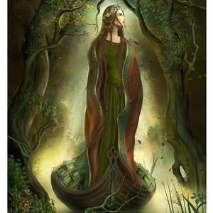 Art Print - Lady Avalon arthurian celtic 11.7x16.5 print by John Emanuel Shannon