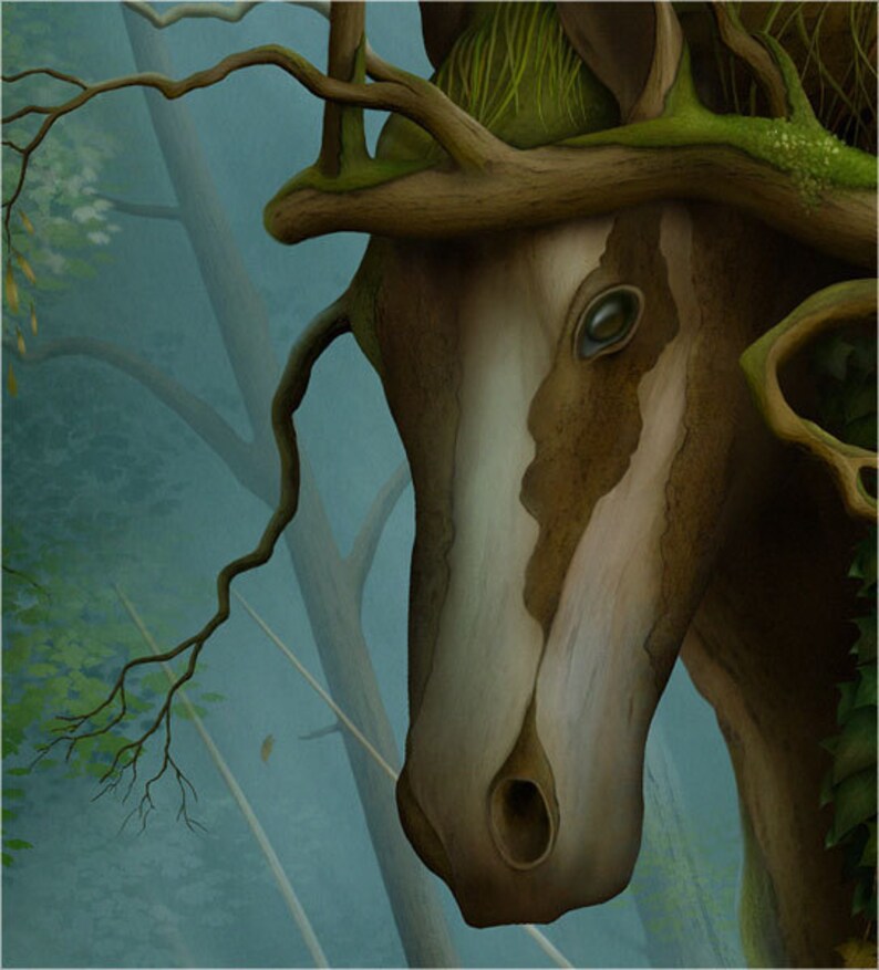 Art Print Horse Chestnut Magical Tree 11.7x16.5 print by John Emanuel Shannon image 4