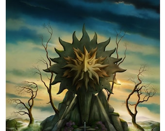 Art Print - Sun Stone in Celtic Landscape A3 (11.7x16.5) print by John Emanuel Shannon