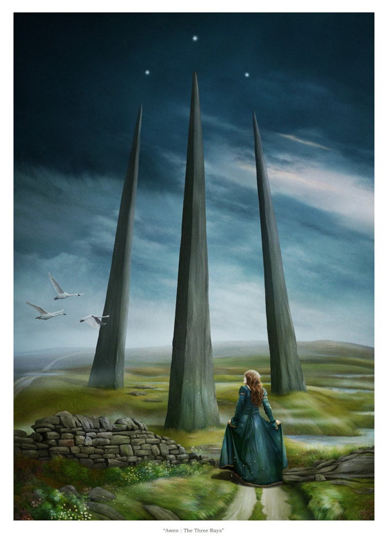 Art Print Awen The Three Rays A3 11.7x16.5 print by John Emanuel Shannon image 1