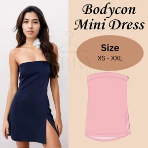 Bodycon Mini Summer Dress Pattern | Midi Dress Sewing Pattern | Slit Tube Dress Sewing Patterns | Beginner-Friendly | A4 A0 US Letter PDF