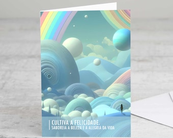 PT - Inspirational Greetings Cards  - Cultivate Happiness -  Daily Mantra, Empowerment Gift, HSP & Sensitive People, Mindfulness.