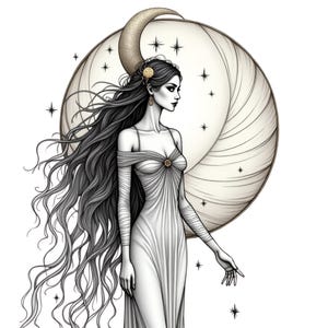 Clipart PNG Déesse du Zodiaque - Signe Astrologique Cancer, Résolution : 529 DPI (Fond Transparent), Horoscope/Astrologie, Art ésotérique
