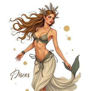 Déesse du Zodiaque céleste png, signe poissons, astrologie png, signes du zodiaque clipart fille, clipart horoscope, journal du zodiaque